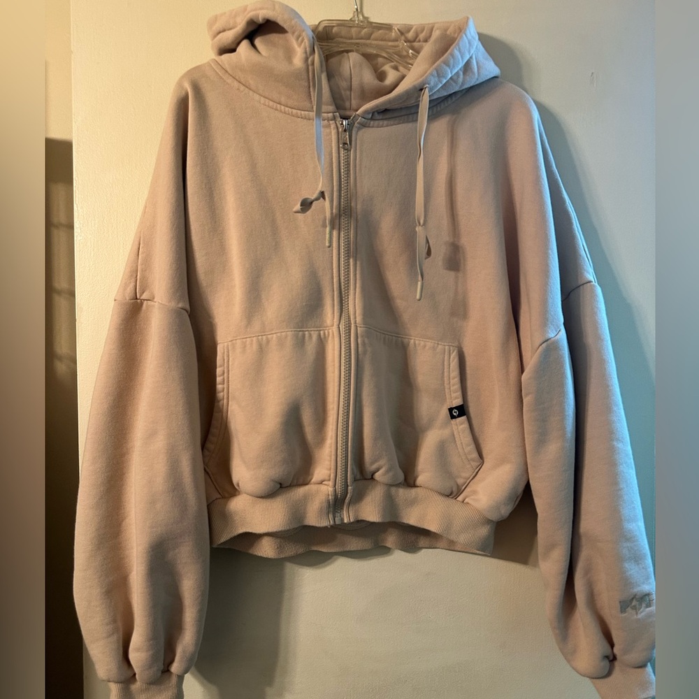 Popflex Zip Cloud Hoodie S/M Oversized in Tan